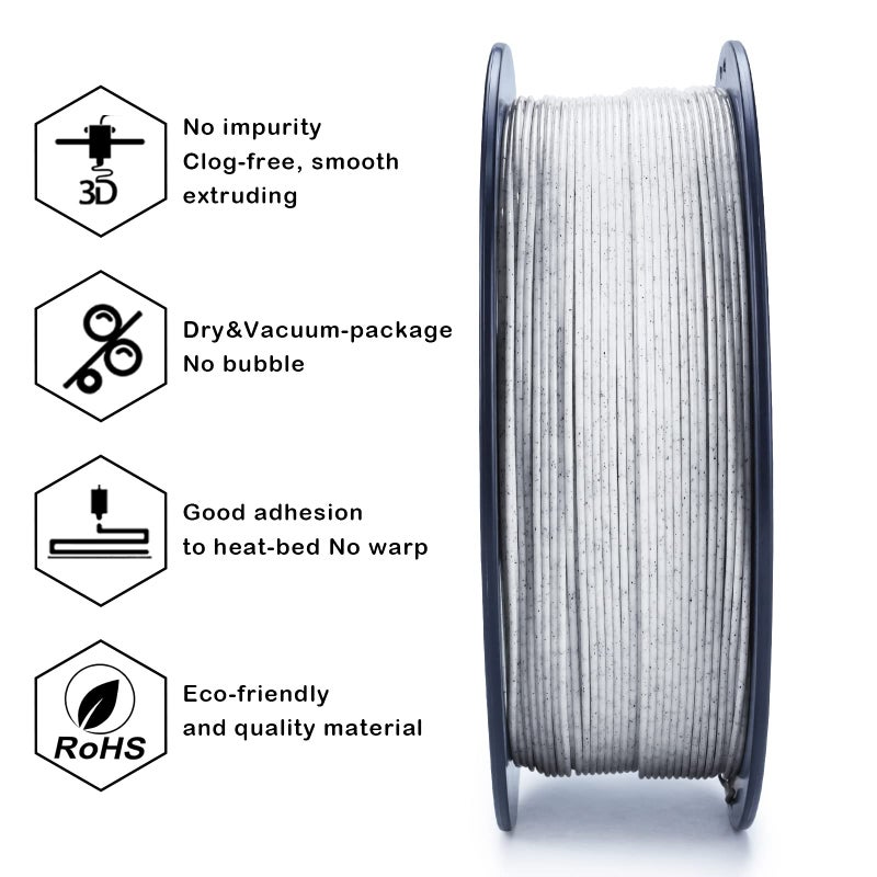ZIRO PLA Marble Filament 1.75mm, Nature Rock-Like 3D Printing Material, Fit for Most FDM 3D Printers, 2.2lbs Spool, Marble - Image 4